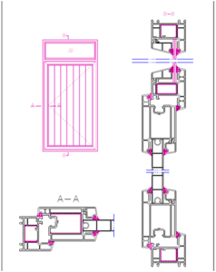 assemble drawing for PVC window profiles