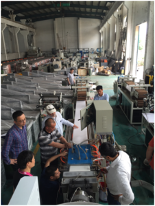 test PVC ceiling panel line in our factory