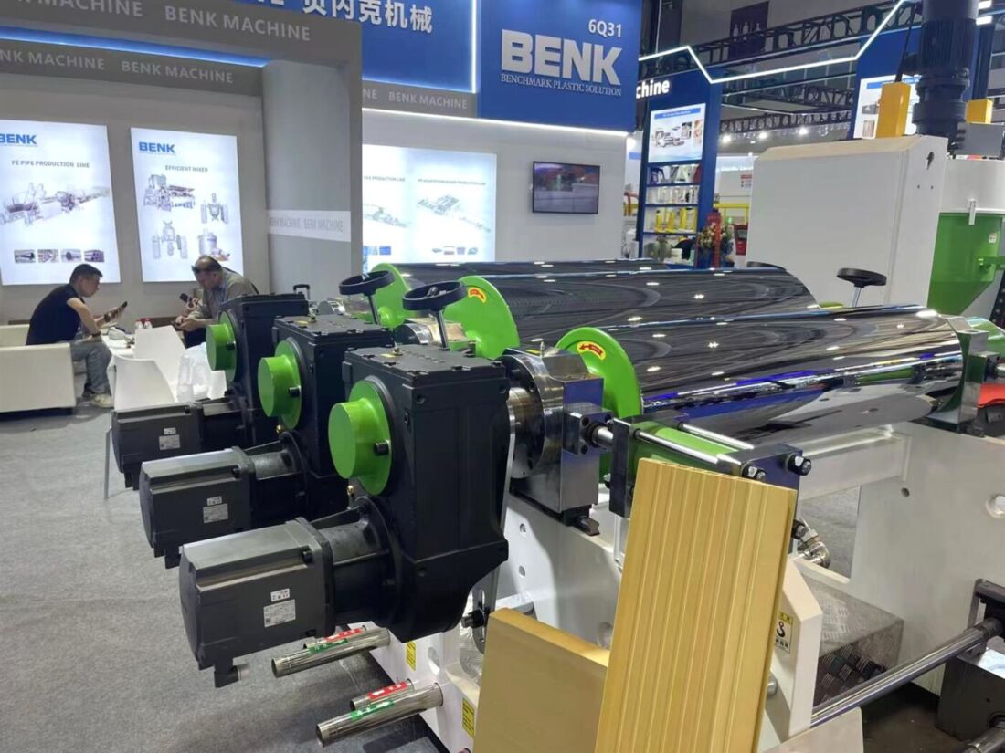 BENK Machinery stand 6Q31 at CHINAPLAS 2025 Shenzhen - three roll calender unit on display