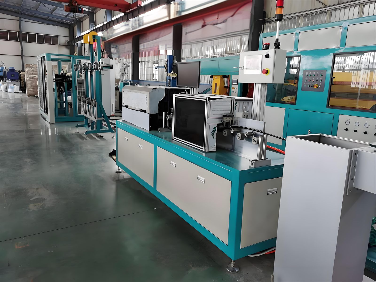 Inline flat dripper drip tape line during factory testing