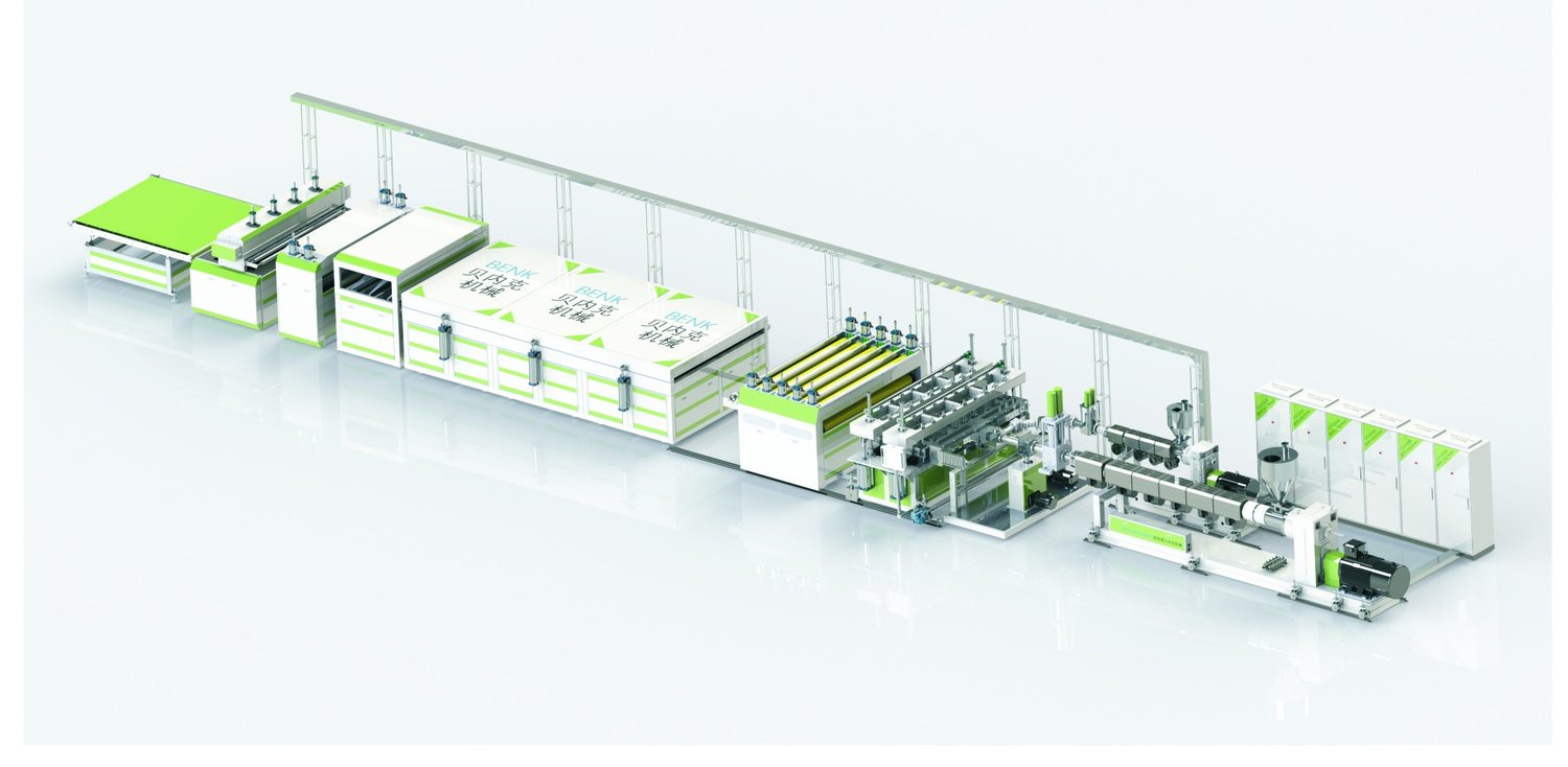 PC / PP hollow grid sheet extrusion line manufactured by BENK