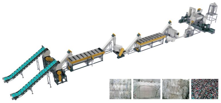PP/PE Film and Woven Bag Washing Recycling Line manufactured by BENK Machinery
